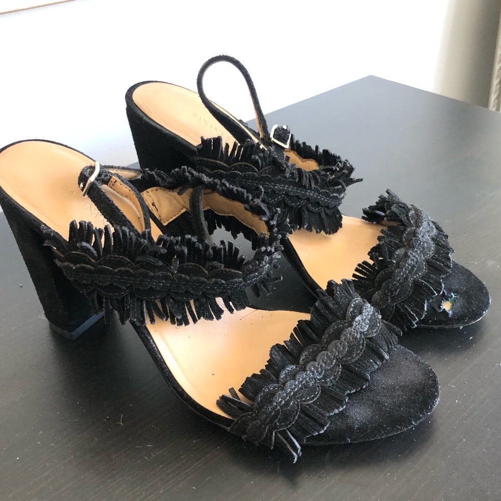 Banana Republic Fringle Suede Leather Block Heels